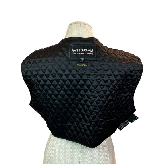 Wilsons Leather Moto Full Zip Leather Jacket Womens Medium Black With Quilted Th - Picture 12 of 16